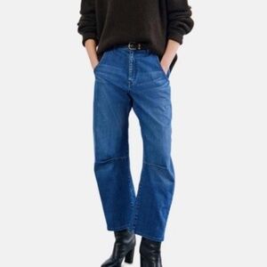 Nili Lotan Emerson barrel crop jean dark wash 25